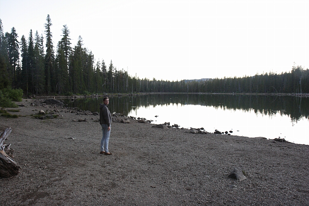 Sarah on the shore of Snag Lake.