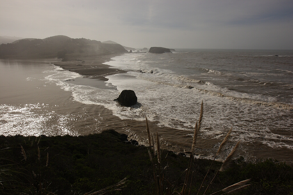 Russion River spilling into the Pacific at Jenner