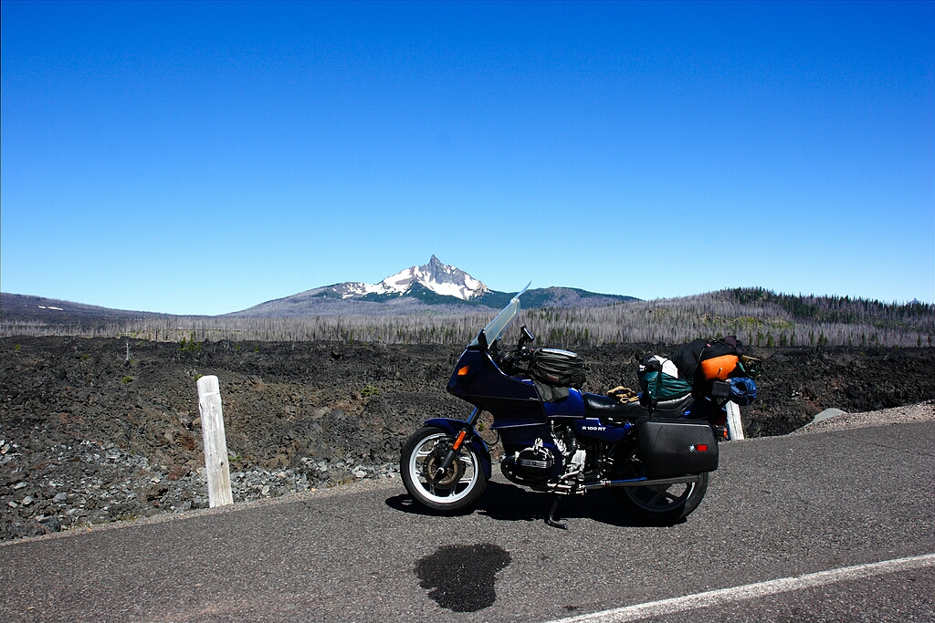 In the lava beds atop the pass from Sisters to Eugene via Highway 242 - a very pretty ride