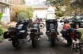 Looking out from the garage - left to right:  1988 R100RT, 1972 R75/5, 1983 R100RT, 1979 R100T, and in the distance, friend Don's R80ST