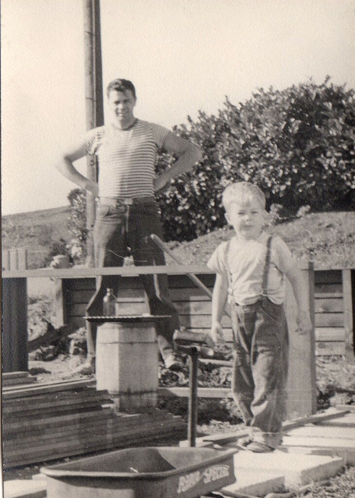 Dad and I at work on the front fence and garden.