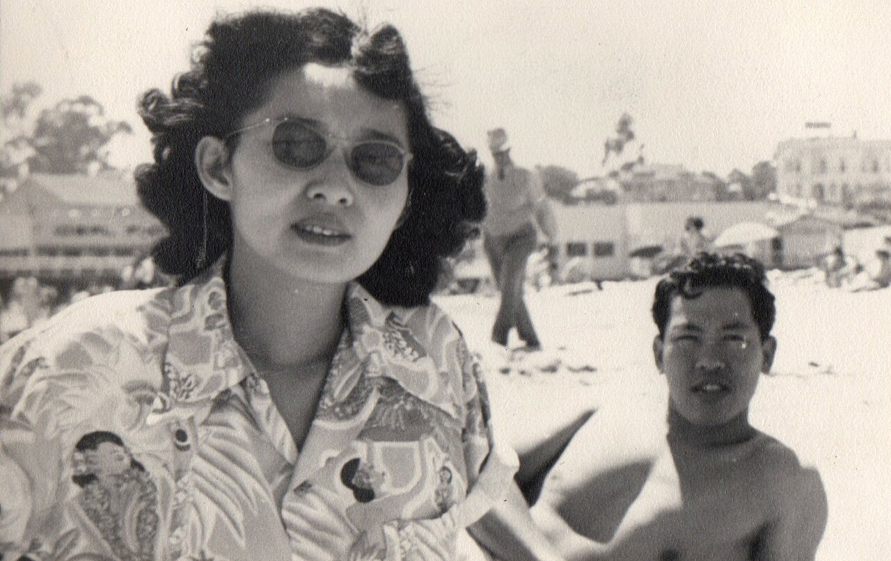 Rena and Roger Lee on an outing to the beach at Santa Cruz.